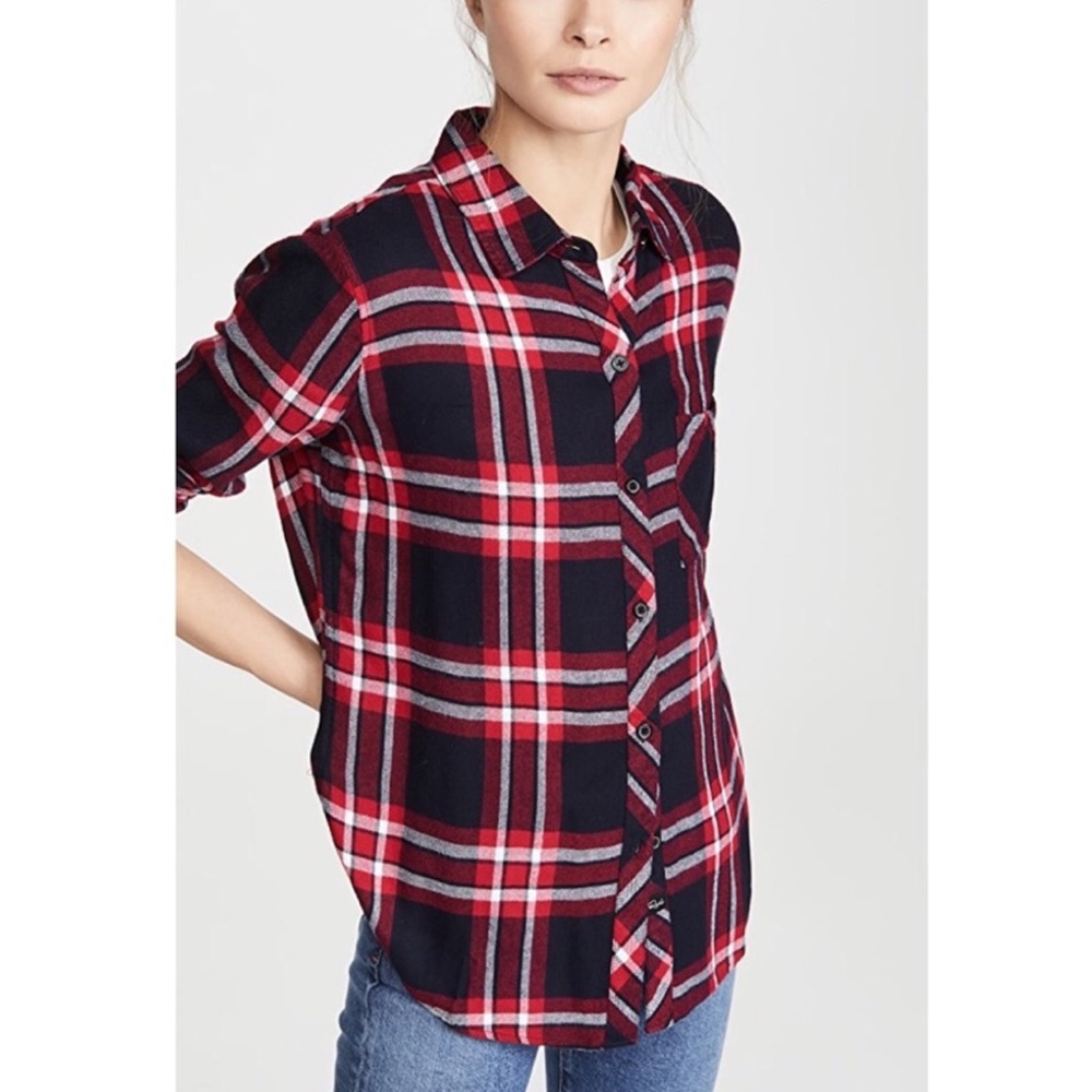 Rails Hunter Twilight Cherry White Button Up Shirt